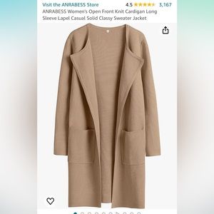 Women's Open Front Knit Cardigan Long Sleeve Lapel Sweater Jacket